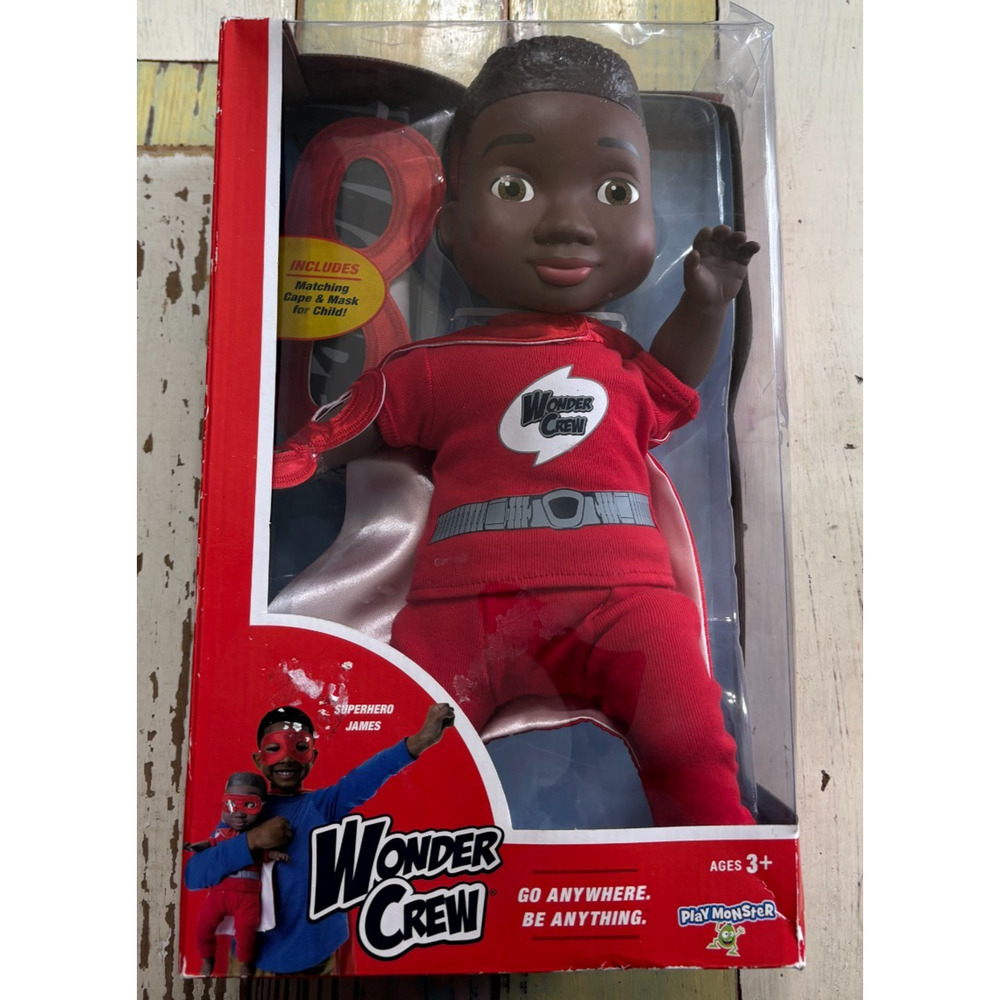 PLAYMONSTER Wonder Crew Superhero James Doll 15” Includes Mask And Cape NEW